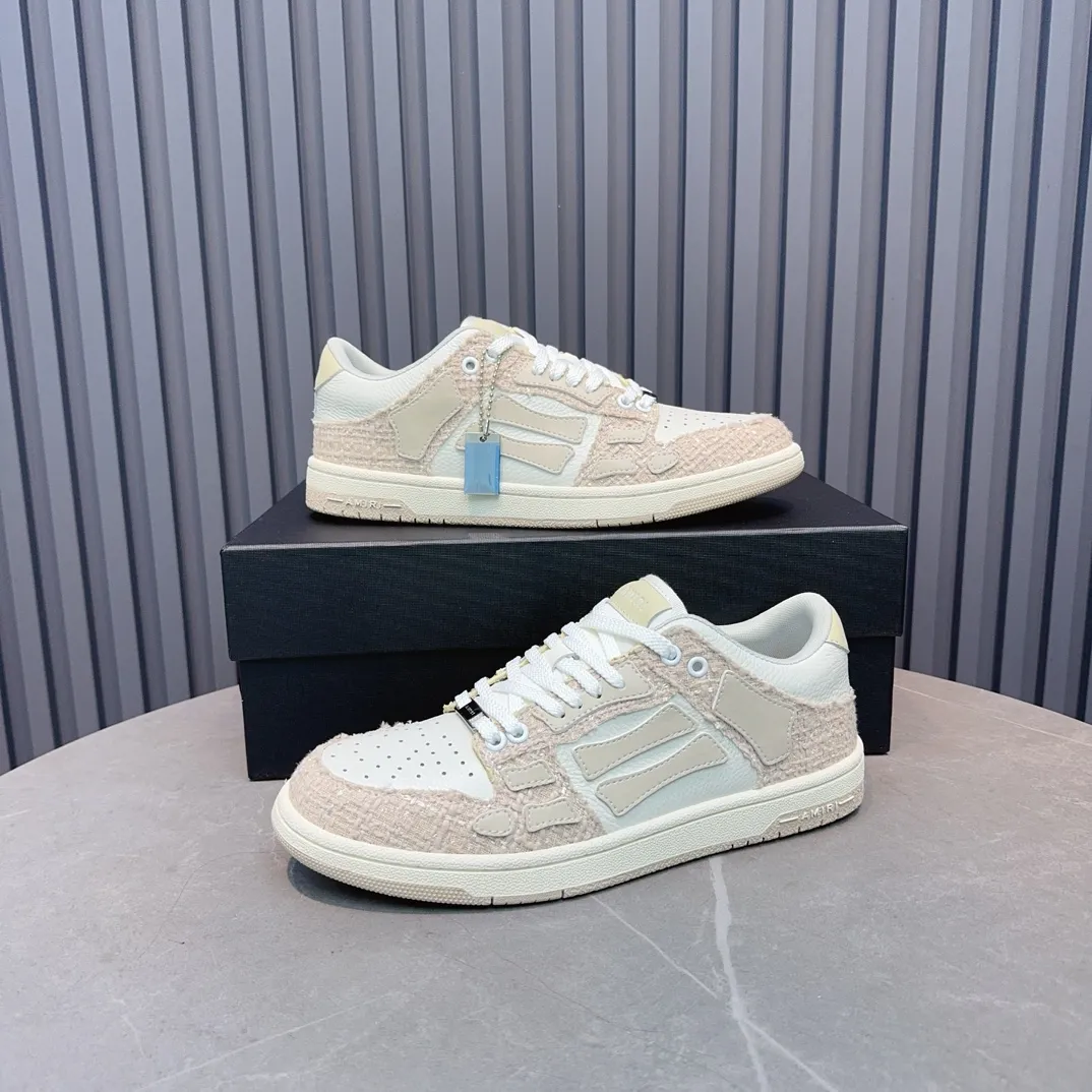 Men's men's shoes 💰600 AMIRI high street sneakers with bone sports shoes, toe layer cowhide upper, upper side bones, hand-stitched, good three-dimensional effect, customized metal LOGO, size 38-45 46